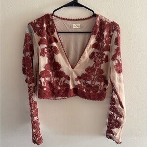 Altar'd State Red and Cream Lace Floral Dress